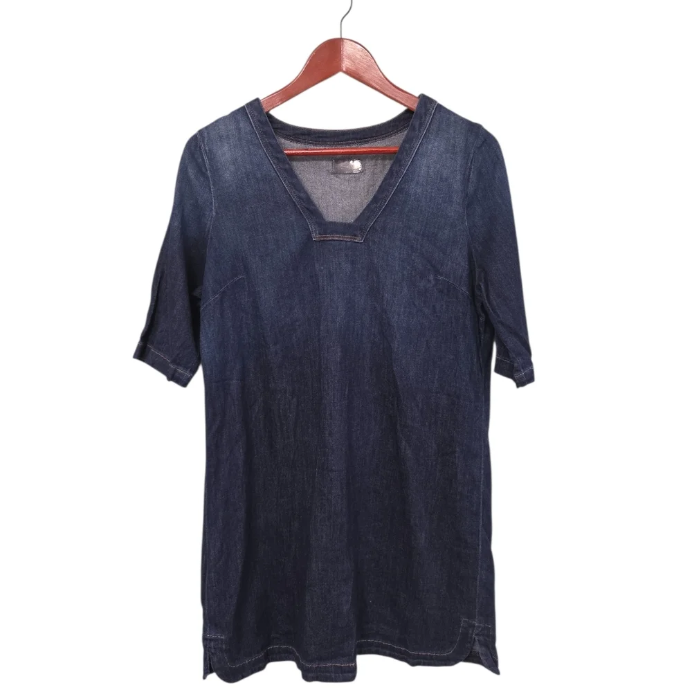 MOTHER The Tunic Dress Women's Large Coastal Denim Summer Resort Cruise - Picture 2 of 13